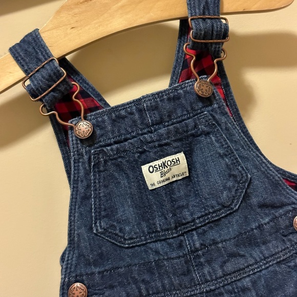 NWOT Denim and Plaid Lined Overalls - Picture 2 of 6